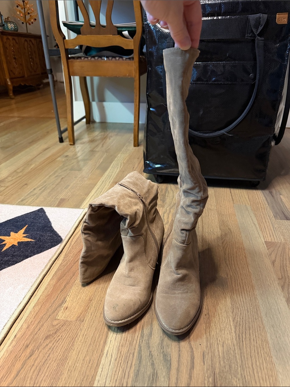Target Over-the-Knee Slouch Suede Boots in Light Brown